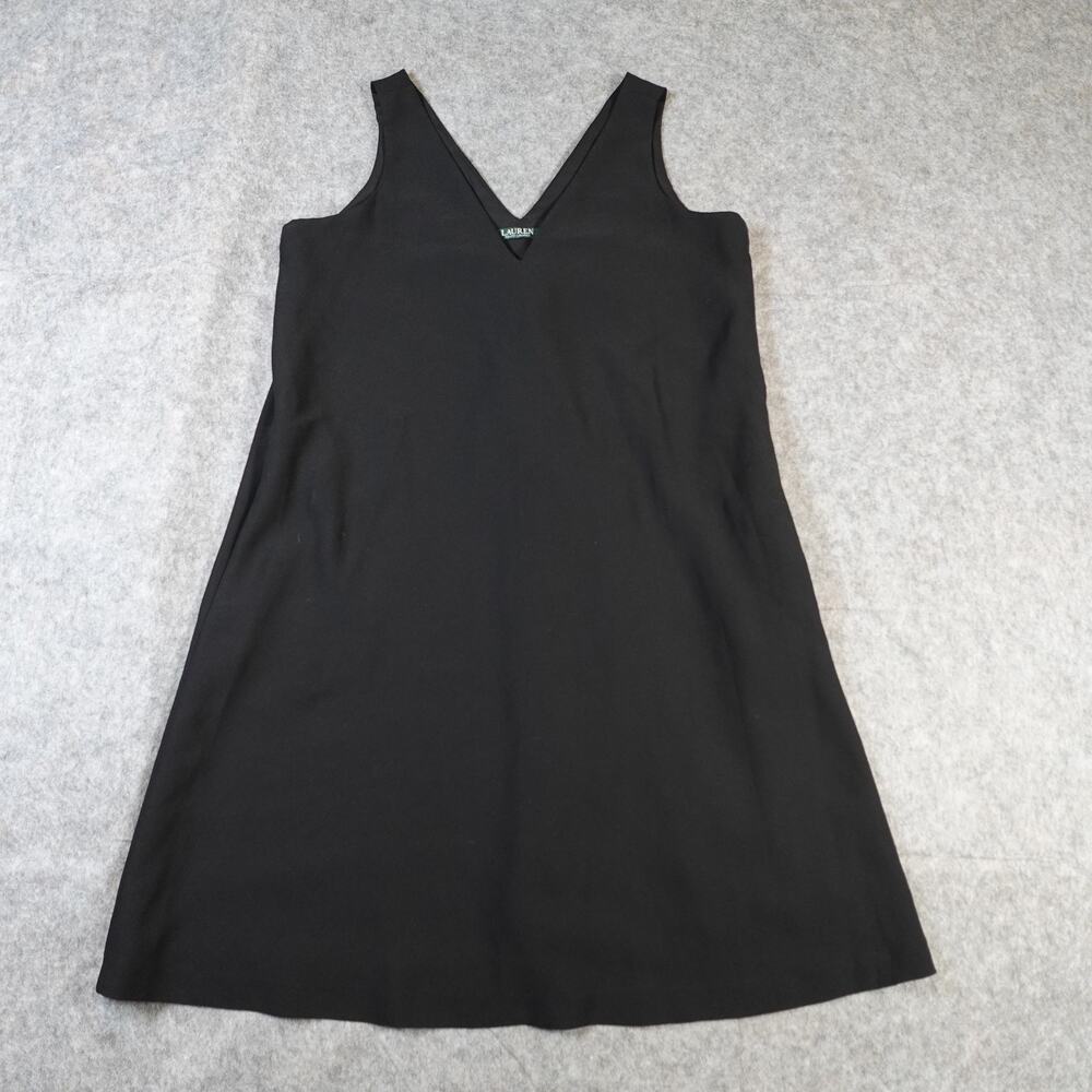 Ralph Lauren‎ Dress Womens 10 A-Line Double V-Neck Shift Black Flared